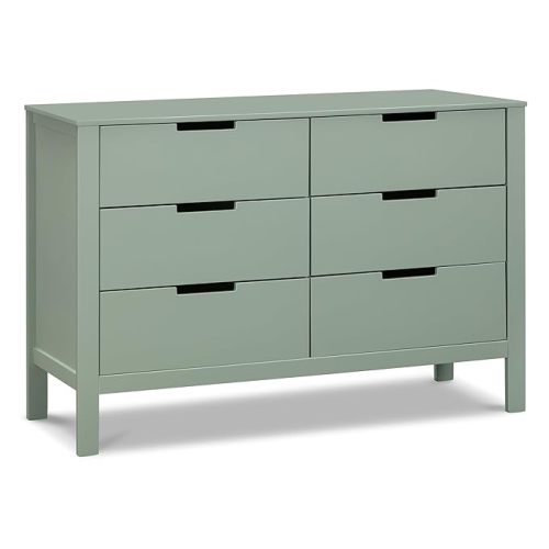 Carter's by DaVinci Colby 6-Drawer Baby Dresser - Wooden Double Chest of Drawers for Kids, Boys, and Girls - Versatile Storage Dresser for Bedroom, Nursery, Living Room and Hallway - Light Sage