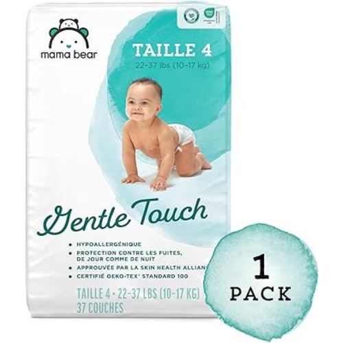 Amazon Brand - Mama Bear Gentle Touch Diapers, Hypoallergenic, Size 4, 37 Count, White