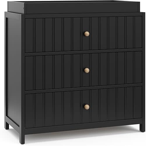 Graco Teddi 3 Drawer Chest with Changing Table Topper (Black)