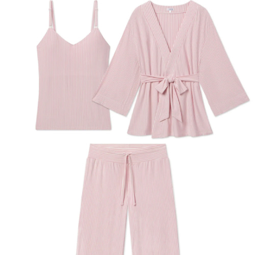 LAKE | Women | DreamModal Pajamas | Carnation Pencil Stripe Maternity Kimono Bundle