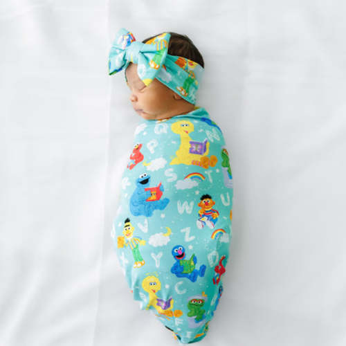 Spelling with Sesame Street Swaddle + Luxe Bow Headband Set