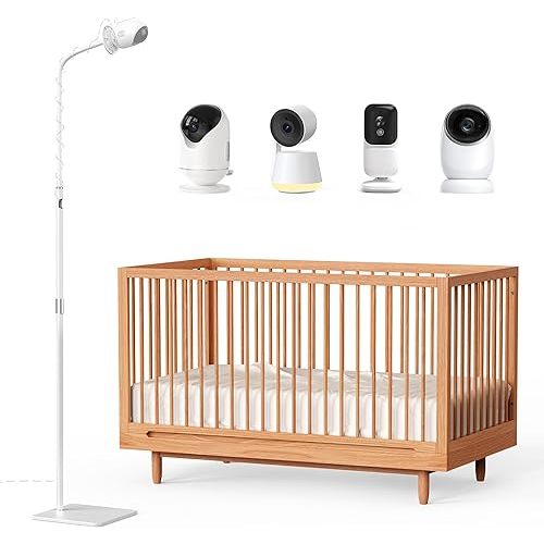 Dr.Care Baby Monitor Floor Stand, Universal Adjustable Gooseneck Holder with Stable Base, No-Drill Installation, Compatible with All Cameras