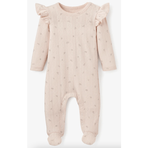 Blush Floral Organic Cotton Pointelle Baby Jumpsuit PINK / 6-9M