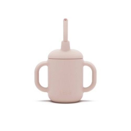 Lalo 4oz 3-in-1 Silicone Training Cup with Straw - Grapefruit