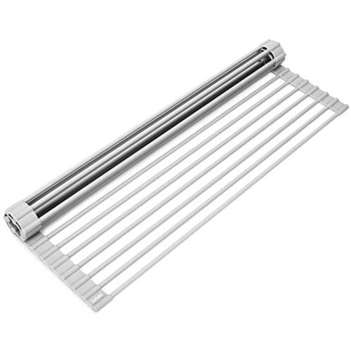 Surpahs Over The Sink Multipurpose Roll-Up Dish Drying Rack (Warm Gray, Large - 20.5" x 13.1")