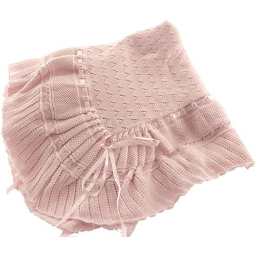 Feltman Brothers Pink Knit Shawl Blanket Baby Girl (Pink)