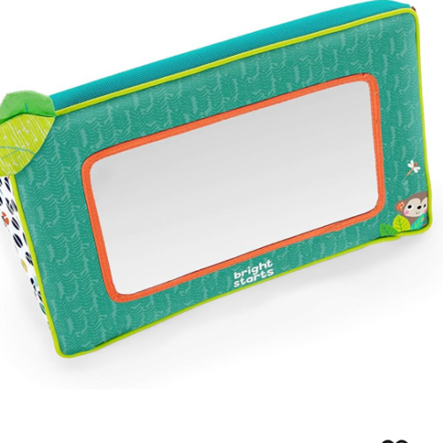 Bright Starts Sit and See Safari Floor Mirror Tummy Time Activity Toy, Ages Newborn +