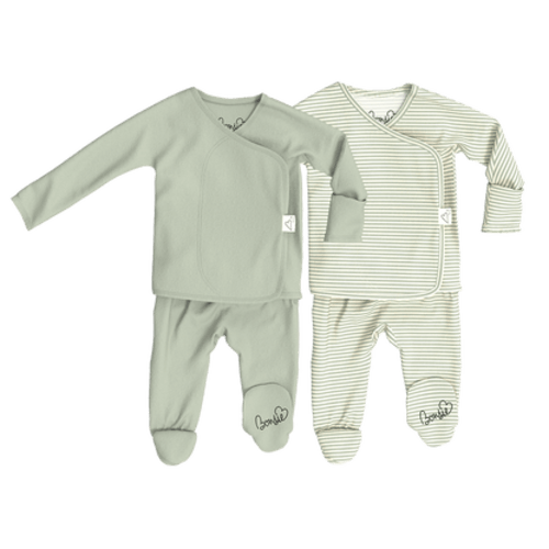 Baby Bundle Footie - Avocado + Mint Twist – Bonsie Skin to Skin Babywear