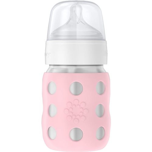 Lifefactory 8-Ounce Stainless-Steel Vacuum-Insulated Wide-Neck Baby Bottle with Stage 2 Nipple (3-6 Months) Desert Rose (LS2211WDR4) - DESERT ROSE