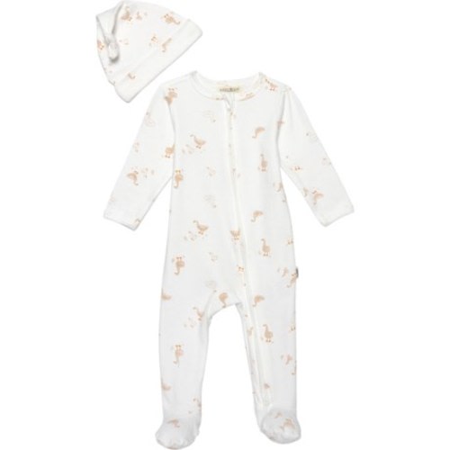 Rabbit + Bear Organic Infant Boys Duck Print Coveralls and Hat - Long Sleeve - Save 44%