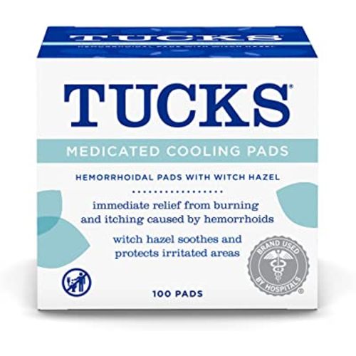TUCKS Medicated Cooling Pads, 100 Count – Hemorrhoid Pads with Witch Hazel, Cleanses Sensitive Areas, Protects from Irritation, Hemorrhoid Treatment, Medicated Pads Used By Hospitals