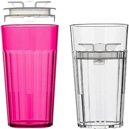 Reflo Smart Cup (Red & Clear 2-Pack) Open Training Cup, Toddler Cup, No Suction 6oz, 360 Control-Flow, USA MADE Premium High-Impact Plastic