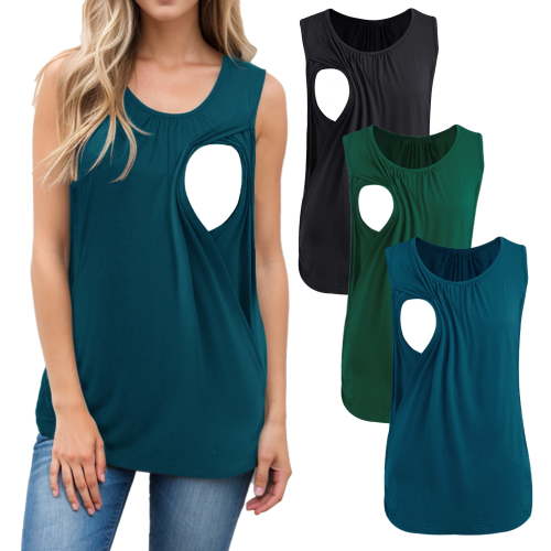 Smallshow Women's Maternity Nursing Tank Top Ruched Breastfeeding Clothes 3-Pack