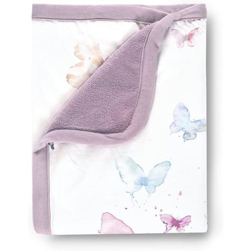 Oilo Baby Blanket, Luxury Soft Plush Backing & 100% Turkish Cotton Jersey Print, Double Layered, 30" x 40", Rolled Jersey Edge Trim, Machine Washable, Infant Blanket, Toddler Blanket, Butterfly