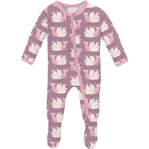 KicKee Print Footies with Zipper, Super Soft One-Piece Jammies, for Babies and Kids, Spring 2