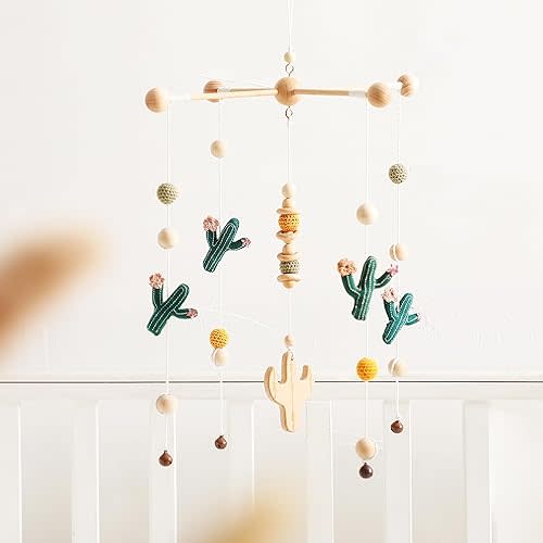 Bed Bell for Baby,Mobile Baby Nordic Style Wooden Wind Chime Handicraft with Bell Decoration Baby Photography Props Newborn Gift(Green Series)