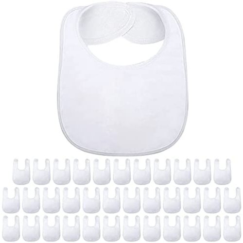 36 Pcs Sublimation Baby Bibs Sublimation Feeder Bib Sublimation Washable Blank Baby Bib for DIY (White)
