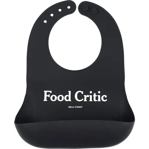 Bella Tunno Baby Bib for Eating, Waterproof Silicone Bib with Large Food Catcher, Adjustable Fit for Babies 4-12 months & Toddlers 1-3 Years, Boys & Girls, Food Critic