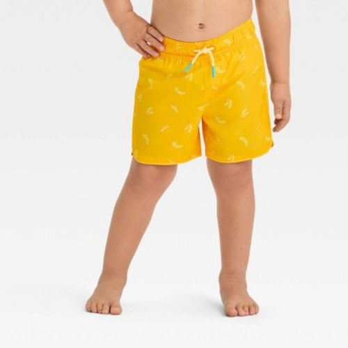 Baby Boys' Dolphin Hem Fruit Printed Swim Shorts - Cat & Jack™ Yellow 12M