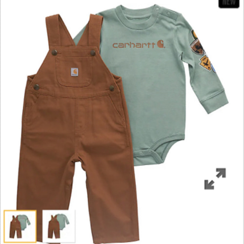 Boys' 2-Piece Long Sleeve Bodysuit & Canvas Overall Set (Baby) | Baby Boy (0-24M) | Carhartt