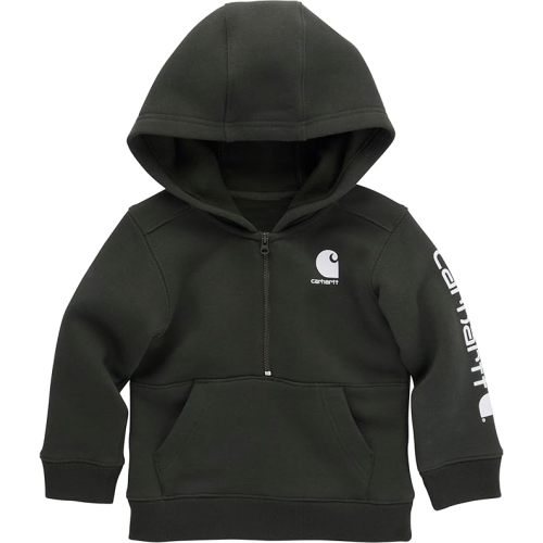 Carhartt Boys' Long-Sleeve Half-Zip Hooded Sweatshirt - 3 Months - Dark Olive Green