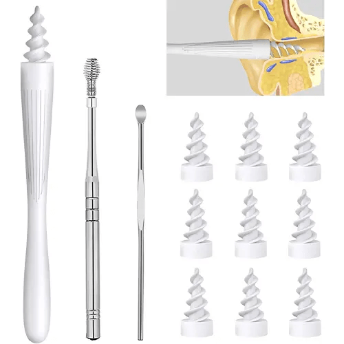 3 in 1 Ear Wax Removal Tool, 2022 Q-Grips Ear Wax Remover Reusable and Washable Replacement Soft Silicone Tips for Deep Cleaner Earwax, Ear Wax Removal Kit Contains 3 Types of Ear Cleaner Tools