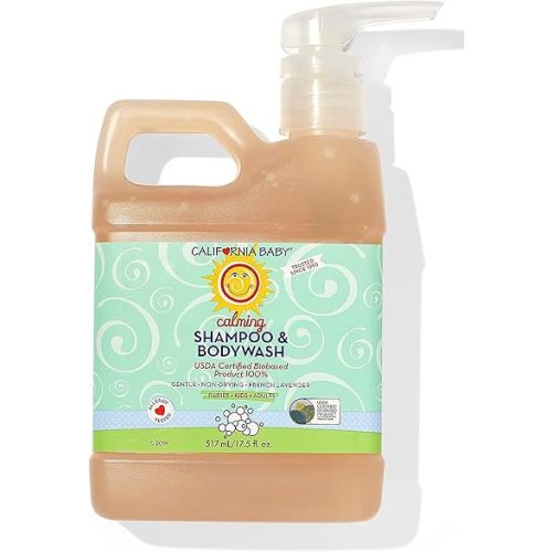 California Baby Calming Lavender Shampoo and Body Wash | 100% Plant-Based (USDA Certified) | Allergy Friendly | Baby Soap and Toddler Shampoo for Dry, Sensitive Skin | 517 mL / 17.5 fl. oz