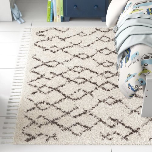 Langley Street® Lollar Cream/Charcoal Rug & Reviews | Wayfair