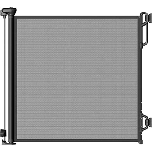 Retractable Safety Baby Gate or Mesh Dog Gate,Durable Portable Mesh Retractable Gate,Easy to Use for Stairs, Doorways, Hallways, Indoor, Outdoor, 33.5" Tall, Up to 55" Wide, Black