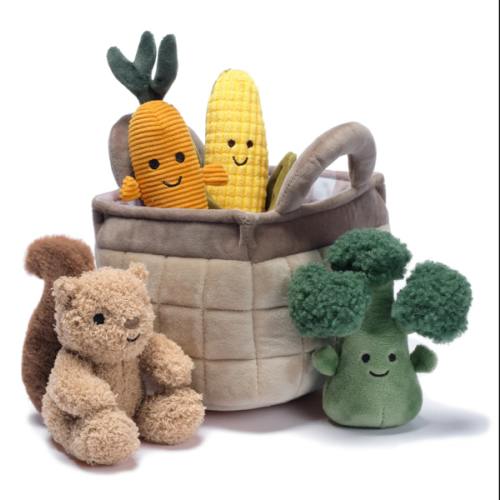 Veggie Basket Interactive Play Set with Plush Toys