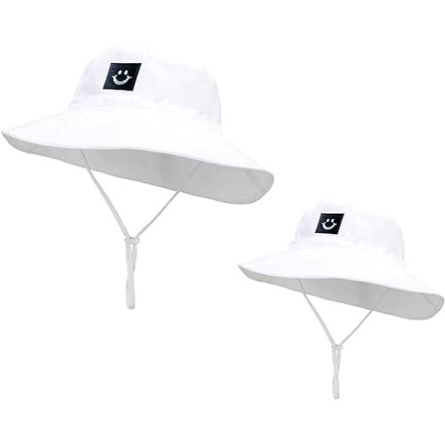 2Pcs Parent-Child Sun Hat,Smile Face UPF 50+ Toddler Bucket Hat for Mother&Baby Boys Girls Beach Hat