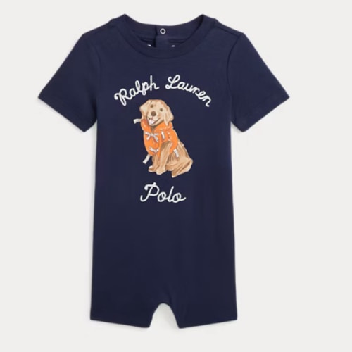Dog-Print Cotton Jersey Shortall