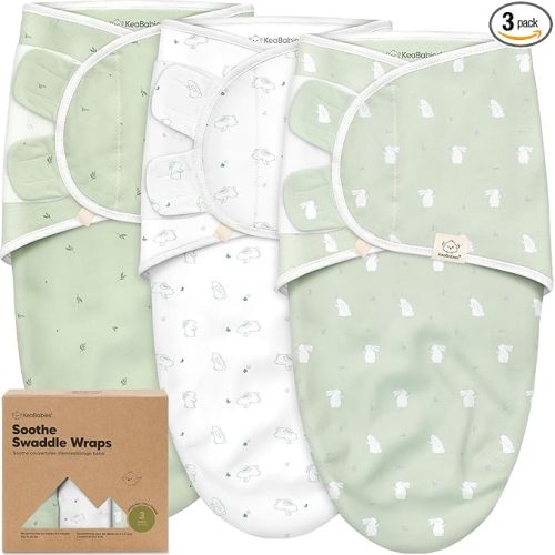3-Pack Organic Baby Swaddle Sleep Sacks - Swaddles for Newborns, Infant 3-6 Months, Baby Girls, Boys, Soft & Snug Newborn Sleep Sack, Nursery Swaddling Blankets (Bunnies, L)