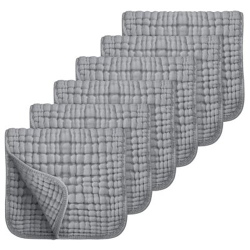 Clearance! Muslin Burp Cloths 100% Cotton Large 20''x10'' Baby Essentials, Extra Soft and Absorbent Baby Burping Cloth for Boys Girls, Gray, 6 Pack