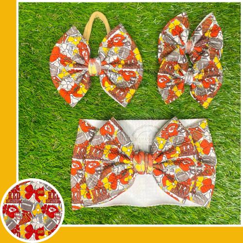 KANSAS CITY KINGDOM Football with Goals Hair Bows Headwraps, Bow on Nylon, Clips, Piggies. Shredded Preemie. Newborn. Infant. Baby. Toddlers