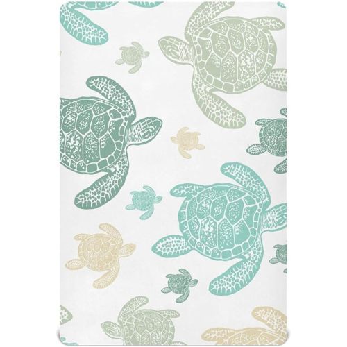 Tribal Sea Turtle Crib Sheets for Boys and Girls, Fitted Baby Crib Sheets Soft and Breathable Mini Crib Sheets 52 X 28 X 9 Inches
