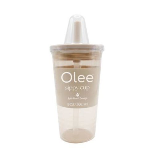 Olee Silicone Baby Bottle Sippy Cup Tumbler with Straw - Oat - 9 fl oz