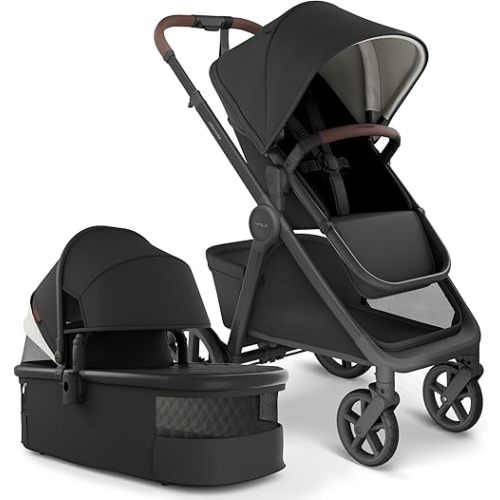 Mompush Ultimate 3 Full Size Baby Stroller with Bassinet from Newborn to 50 lbs - All-Terrain Large Wheels with Full Suspension, Reversible & Extendable Seat for Growing Kids, One-Second Compact Fold