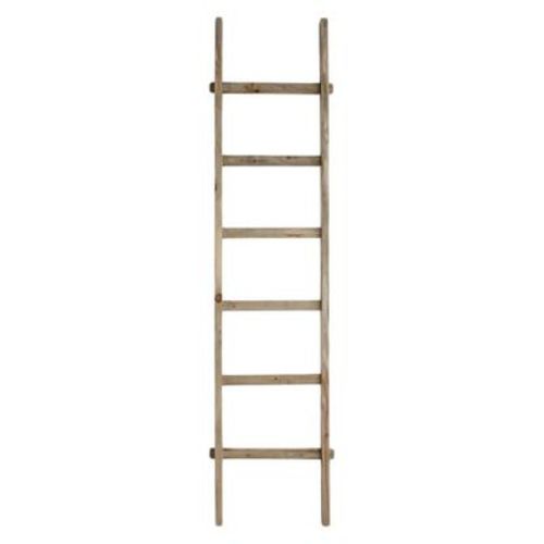Storied Home Decorative Wood Ladder 76": Hardwood, 6 Rungs, No Assembly Required