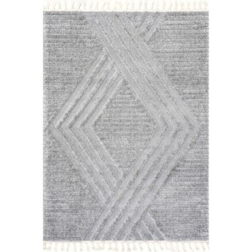 Nuloom Risette Solid 7x9 Shag Indoor Area Rug for Living Room Bedroom Dining Room Nursery, Light Grey