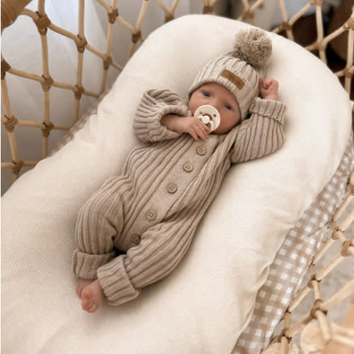 Little B's Chunky Rib Baby Jumpsuit - Oak