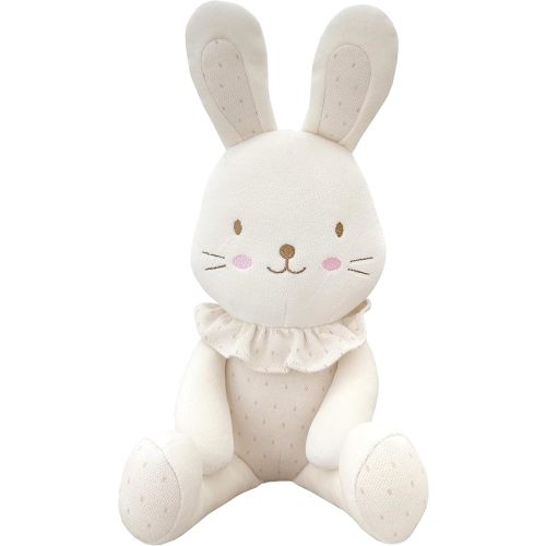 Super Soft Organic Cotton Baby First Friend, Attachment Doll for Baby, Pillow Buddy, Plush Animal Toys, Stuffed Animal Bunny, Chubby Cheeks Frill Bunny