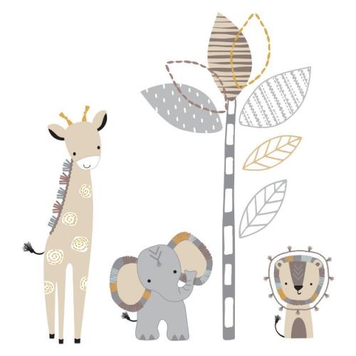 Lambs & Ivy Jungle Safari Gray/tan Elephant/giraffe Nursery Wall Decals/stickers
