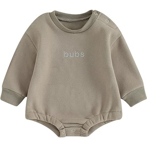 Twopumpkin Newborn Baby Boy Warm Sweatshirt Bubble Romper Crewneck Sweater Onesie Fleece Winter Christmas Outfit Clothes