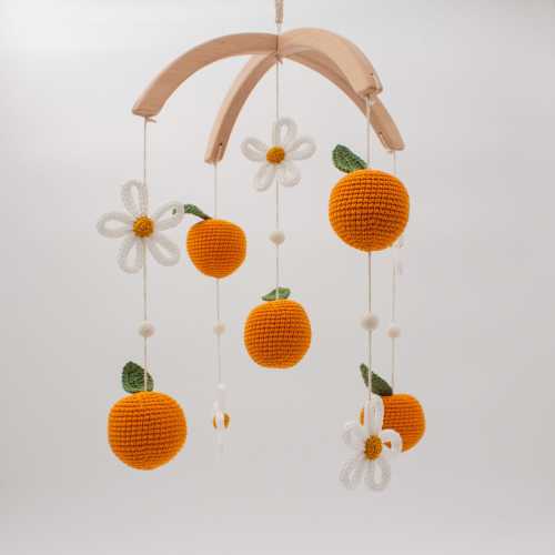 Oranges nursery mobile - Citrus baby room mobile - floral decor, flowers, fruit garden, summer, daisy, tropical, cottage core
