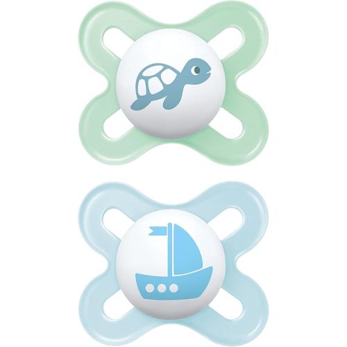 MAM Original Start Newborn Baby Pacifier, Best Pacifier for Breastfed Babies, Sterilizer Case, 2 Pack,0-3 Months, Boy