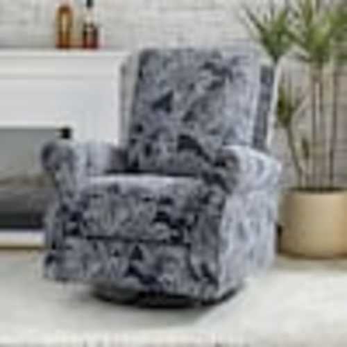 JAYDEN CREATION Orlando Traditional Manual Livingroom Glider Rocker Nursery Recliner with Swivel Base and Nailhead Trim -Navy RCHD0623-NAVY