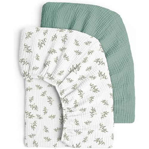 Lulu moon Muslin Crib Sheets - Fitted Crib Mattress Sheets for Boys and Girl - 28"x 52", 2 Pack