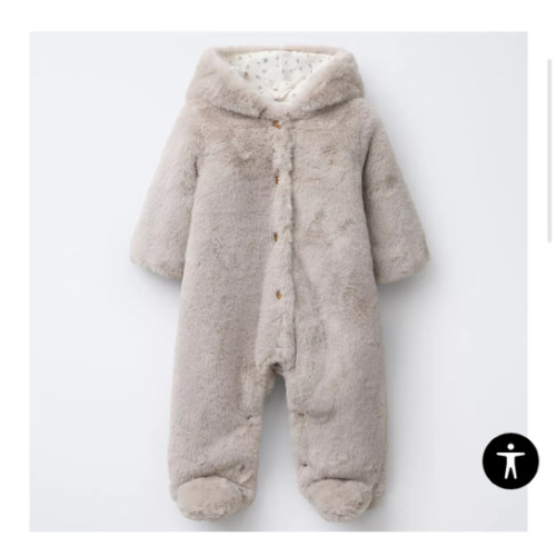 FAUX FUR HOODIE ROMPER - Beige | ZARA United States