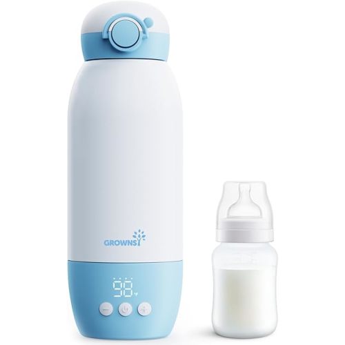 Portable Baby Bottle Warmer for Travel – 600mL (20oz) Large Capacity, Fast Heating/Charging, LCD Adjustable Temp & 24H Smart Keep Warm, Cordless Milk Warmer with Dual Heating for Breast Milk & Water /Formula, for All-Day Feeding,Long Battery Life
